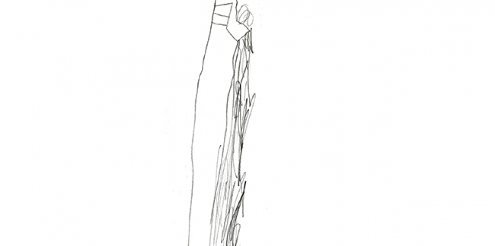 Maxim - Single lined drawing and side view perspective of glittering Untitled installation by Fine Art graduate Alex Robinson.