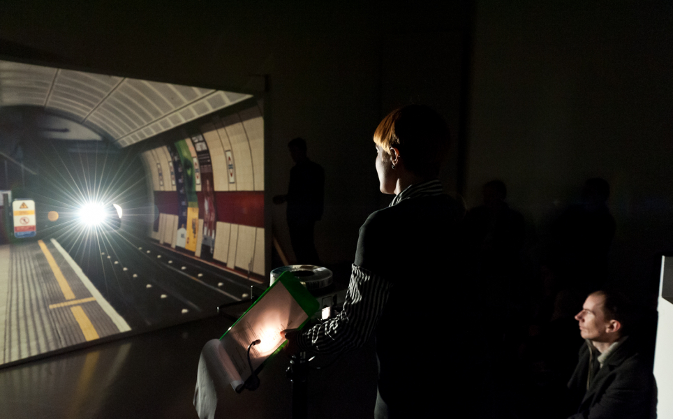 Emma Hart (2012) Word Processor Research Statement Performance Event at Stanley Picker Gallery. Photography Ezzidin Alwan