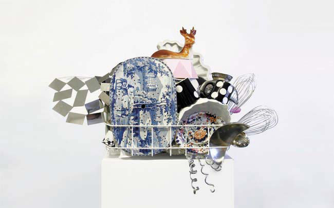 Nicole Wermers Abwaschskulpturen (Dishwashing Sculpture) (2013) detail. Courtesy the Artist & Herald Street Gallery.